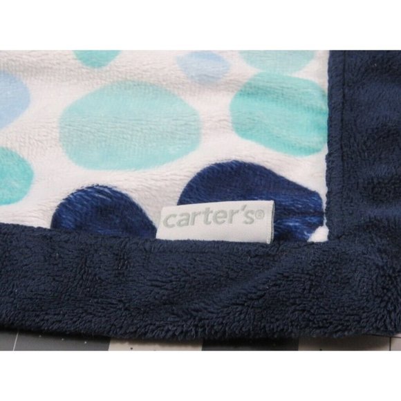 Carter's Whale Plush Baby Lovey Security Blanket Navy Blue White Water Bubbles - Picture 7 of 8